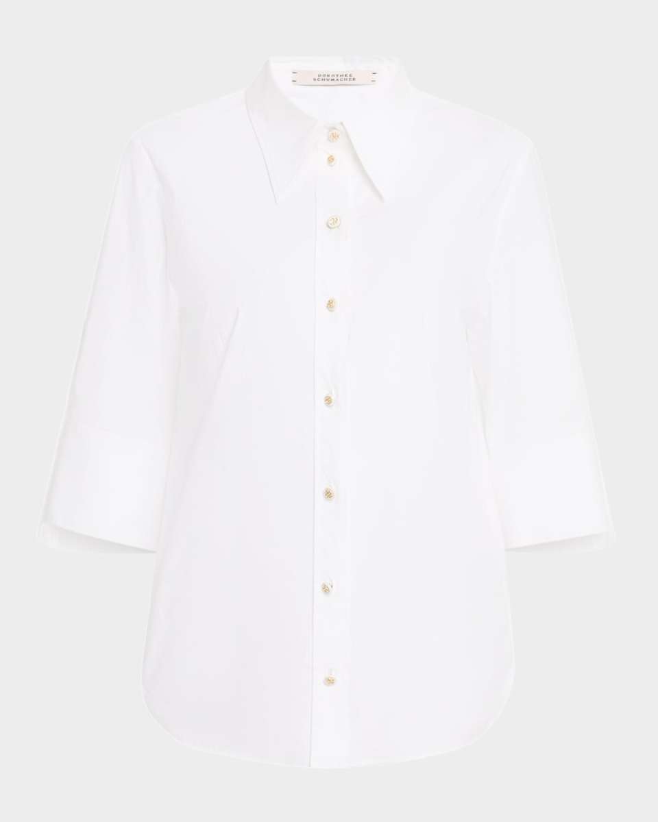 Pure Power Button-Down Cotton Poplin Blouse